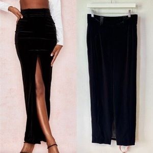 House of CB violetta velvet stretch maxi skirt